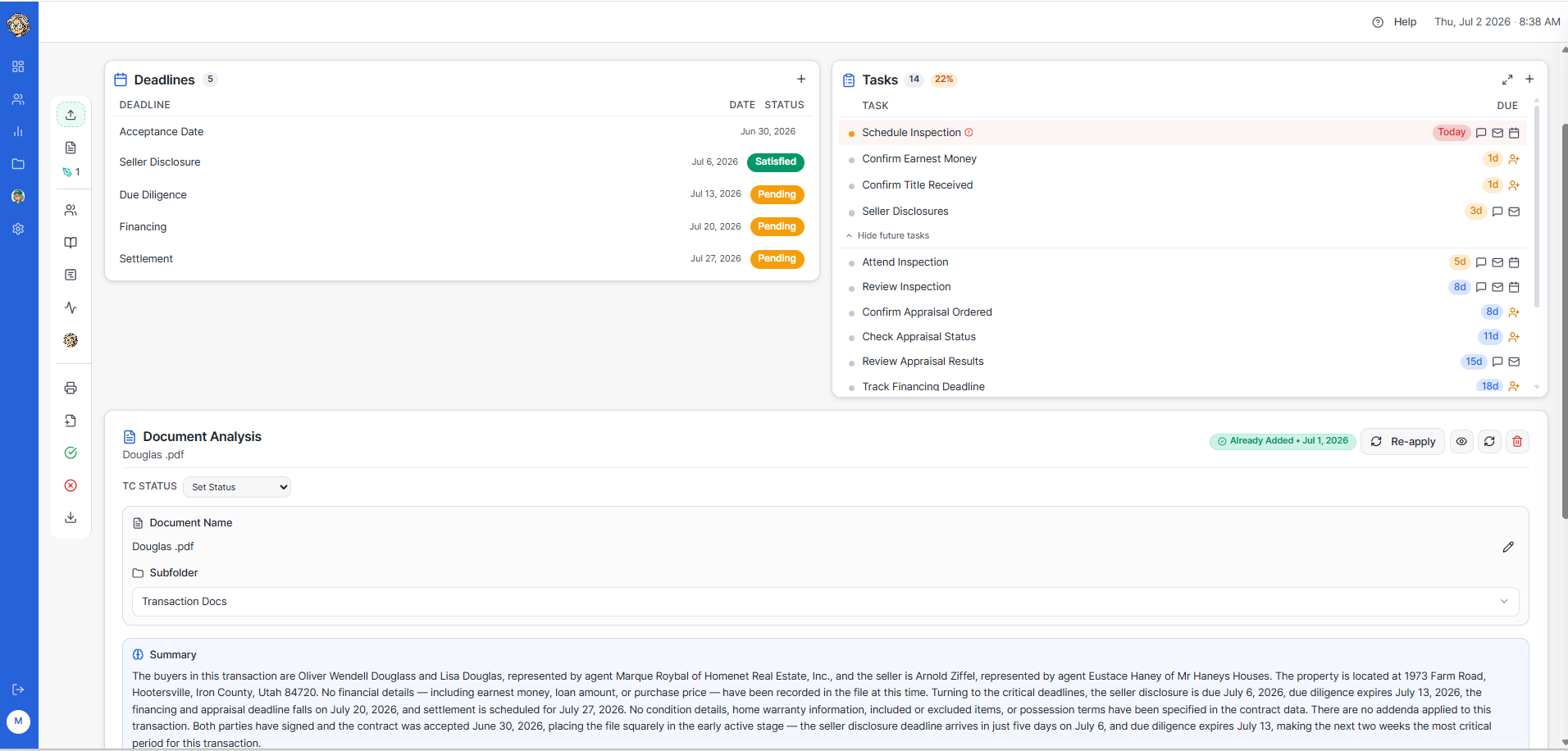 Traicee dashboard screenshot